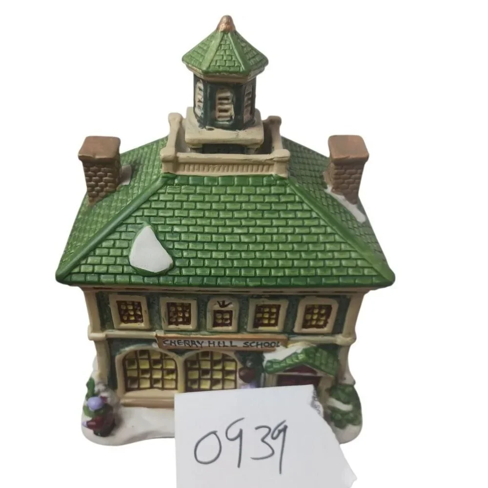 Cherry Hill School Vtg Ceramic Lighted Christmas Village House 
